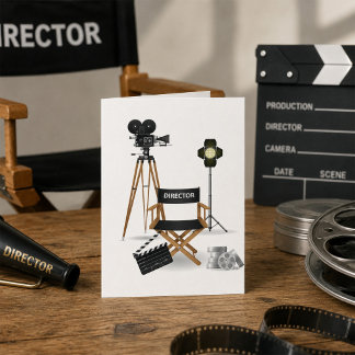Tarjeta Silla de director de cine y set de cámara de cine