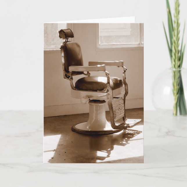 Tarjeta Silla de peluquero antigua (Anverso)
