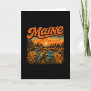 Tarjeta Sillas Adirondack de la costa de Maine Retro Atard