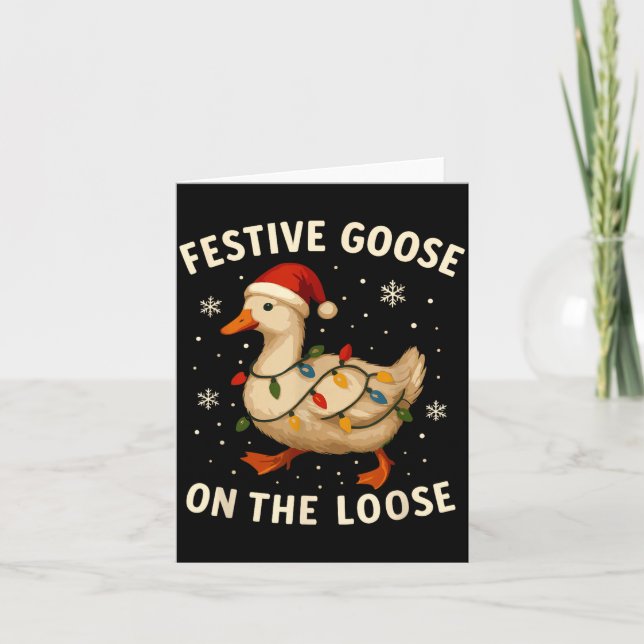 Tarjeta Silly Goose Holiday Christmas Festive Goose On The (Anverso)