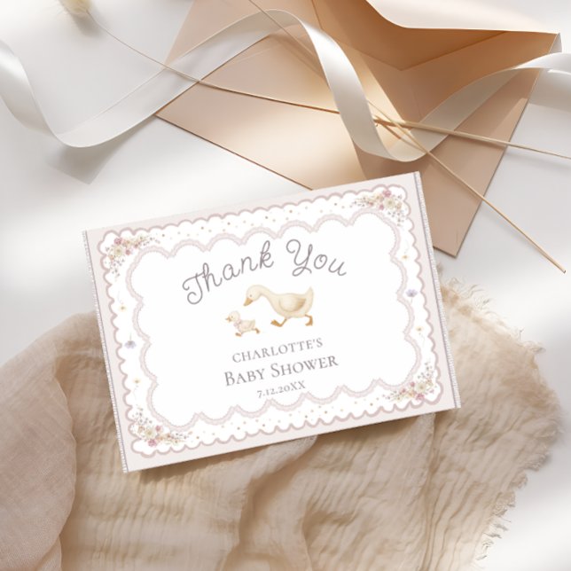 Tarjeta Silly Goose Wildflower Cute Baby Shower Thank You  (Subido por el creador)