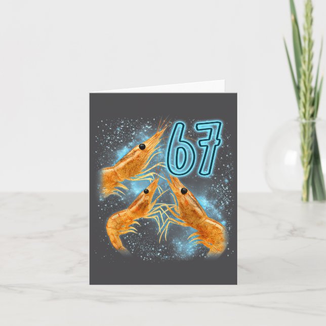 Tarjeta Silly Seven Six Sarcastic Lover Shrimp 67 Seafood (Anverso)