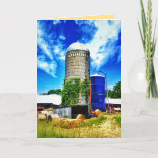 Tarjeta Silos de granja y pacas de heno en Davisburg, MI
