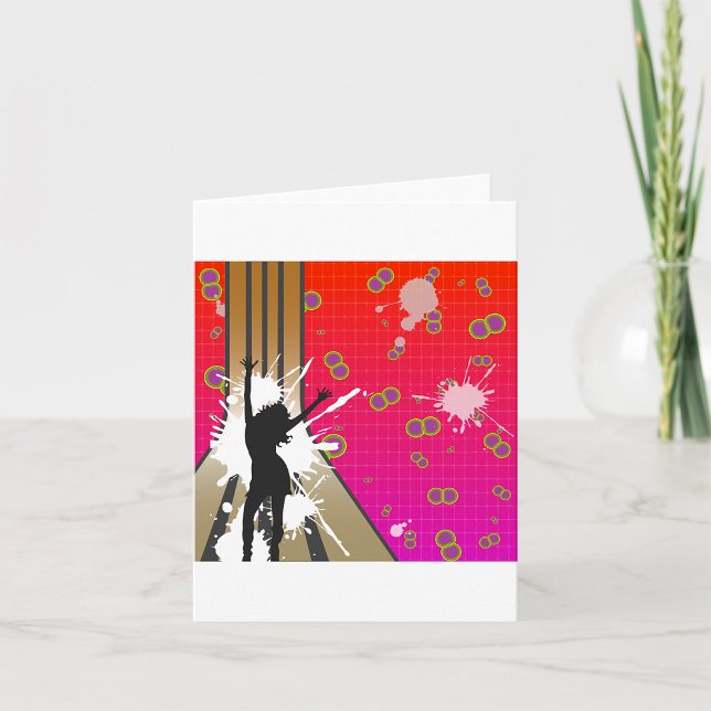 Tarjeta Silueta de Baile Retro con Salpicaduras de Pintura (Subido por el creador)