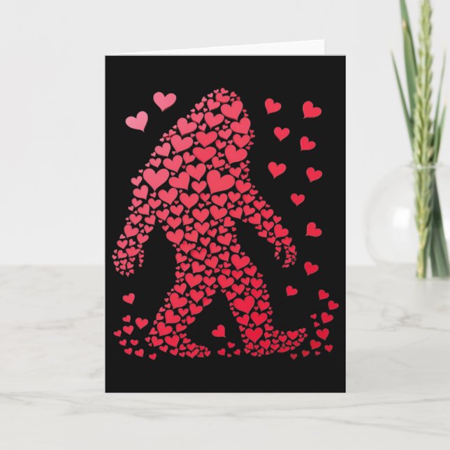 Tarjeta Silueta De Bigfoot Lindo Corazón De San Valentín P (Anverso)