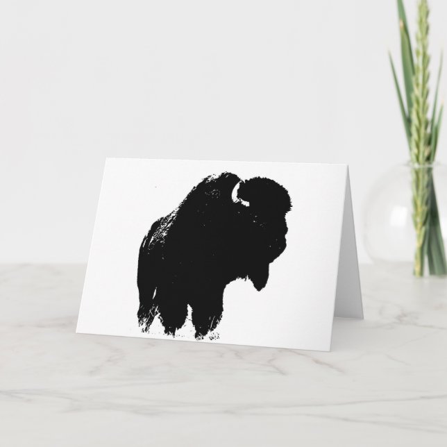 Tarjeta Silueta de bisonte de búfalo Pop Art (Anverso)