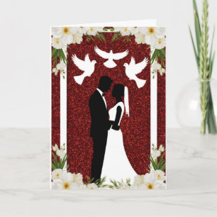 Tarjeta Silueta de boda romántica de novia y novio