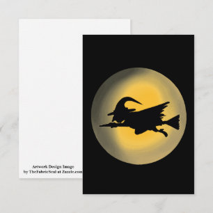 Tarjeta Silueta de Bruja Malvada Volando