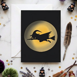 Tarjeta Silueta de Bruja Malvada Volando
