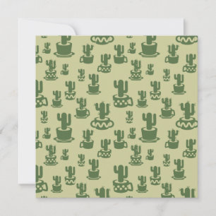 Tarjeta Silueta de cactus suculenta en tazas y macetas