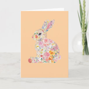 Tarjeta Silueta de conejo floral