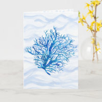 Silueta de coral azul aguamarina en acuarela