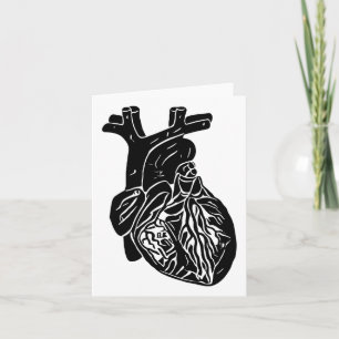 Tarjeta Silueta de corazón negro Arte de anatomía humana
