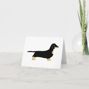 Tarjeta silueta de dachshund negro y bronceado