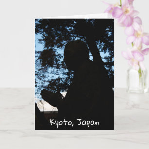 Tarjeta Silueta de estatua del templo de Chion, Kioto, Jap