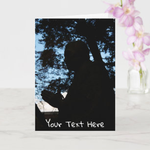 Tarjeta Silueta de estatua del templo de Chion, Kioto, Jap