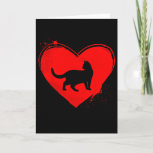 Tarjeta Silueta de gato en forma de corazón para amantes d