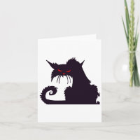 Silueta de gato negro malvado con ojos rojos