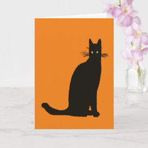 Tarjeta Silueta de gato negro sentado en pose elegante