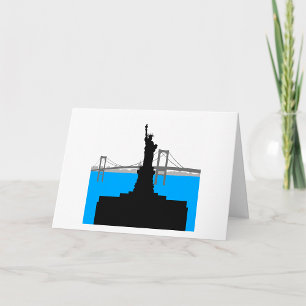 Tarjeta Silueta de la Estatua de la Libertad en el horizon