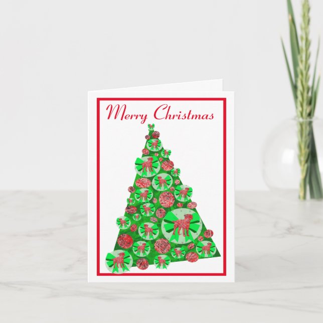 Tarjeta Silueta de perro Border Terrier Árbol de Navidad B (Anverso)