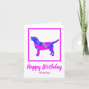 Tarjeta Silueta de perro rosa Labrador Cumpleaños divertid