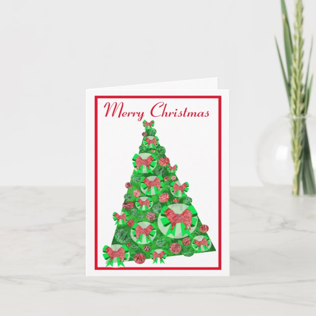 Tarjeta Silueta de perro samoyada árbol de Navidad blanco (Anverso)