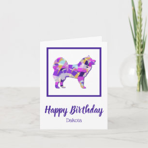 Tarjeta Silueta de perro samoyada Cute Purple PY&B
