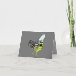 Tarjeta silueta de pollo con diseño de granja dentro de BL