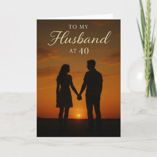 Tarjeta Silueta de puesta de sol romántica para 40 cumplea