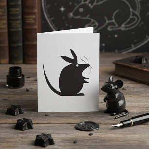 Tarjeta Silueta de Ratón Animal Minimalista