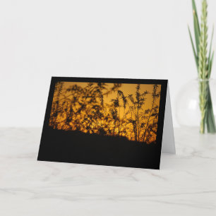 Tarjeta Silueta del atardecer naranja campestre