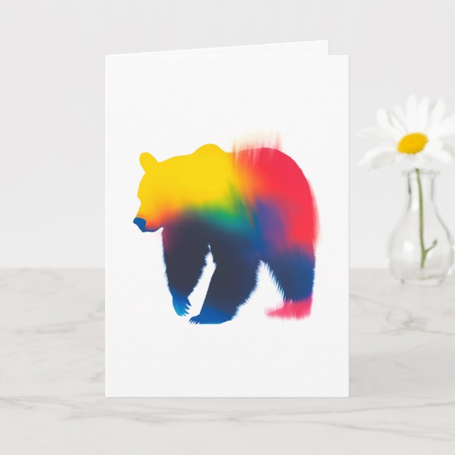 Tarjeta Silueta del oso de pintura con spray colorido (Planta pequeña)