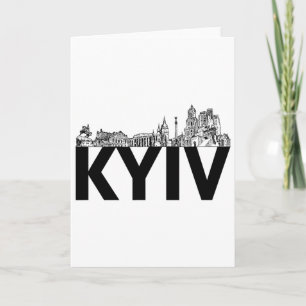 Tarjeta Silueta del perfil de la ciudad de Kiev Ucrania Eu