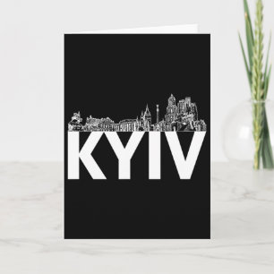 Tarjeta Silueta del perfil de la ciudad de Kiev Ucrania Eu