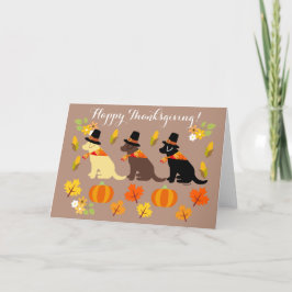 Tarjeta Silueta feliz de Labrador de la acción de gracias