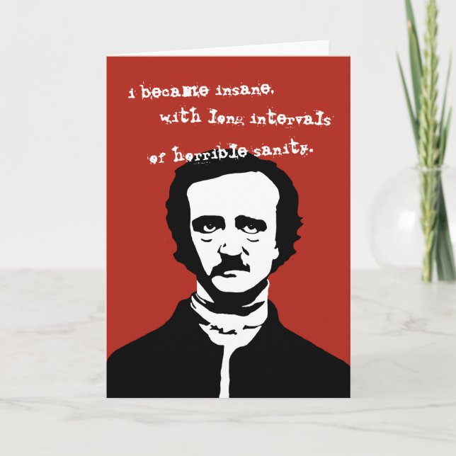 Tarjeta Silueta insana de la cita de Edgar Allan Poe (Anverso)