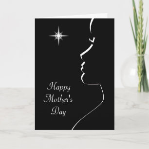 Tarjeta Silueta moderna en negro y blanco Día de la Madre