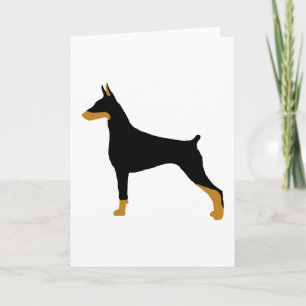 Tarjeta Silueta negra y morena de Doberman Pinscher