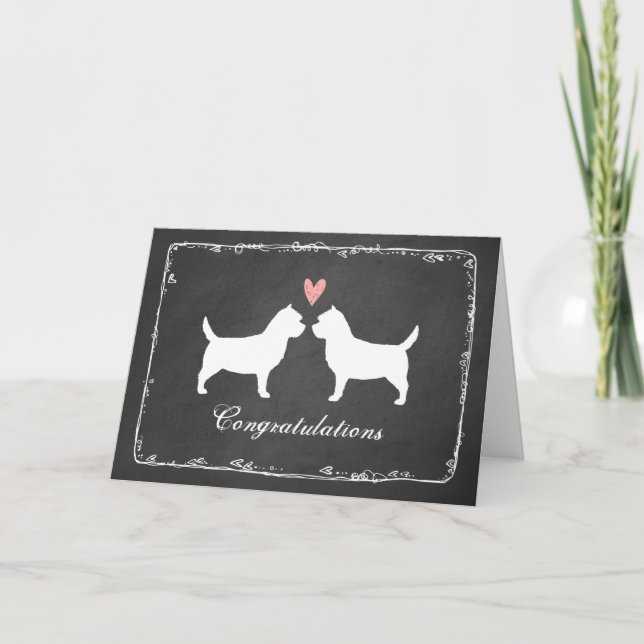 Tarjeta Siluetas de Cairn Terrier Felicitaciones de Boda (Anverso)