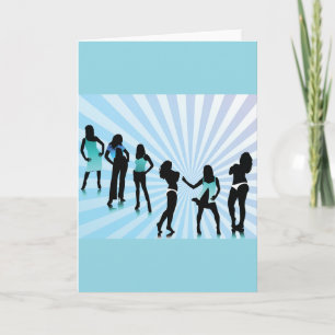 Tarjeta Siluetas de mujeres elegantes moda azul teal