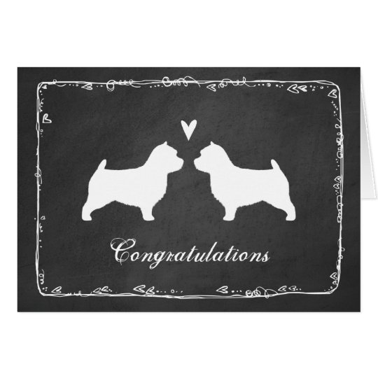 Tarjeta Siluetas de Norwich Terrier que casan Congrats