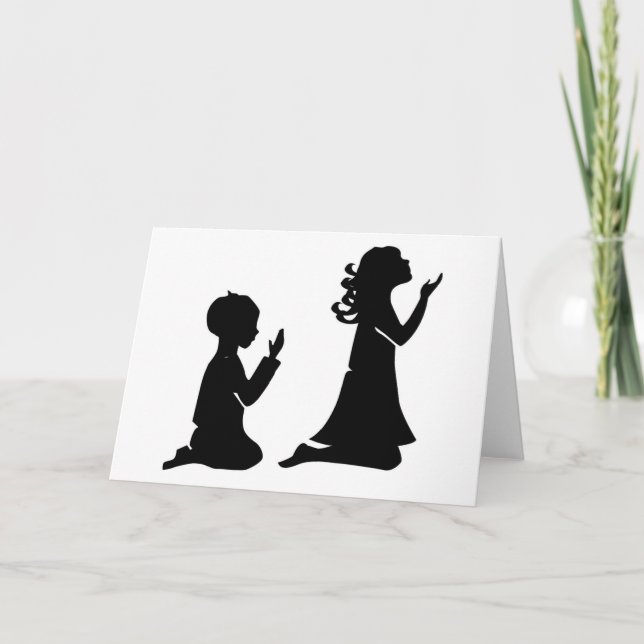 Tarjeta Siluetas negras para niños rezando (Anverso)