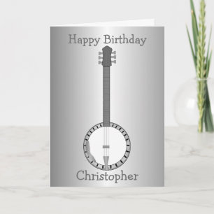 Tarjeta Silver Banjo Design Just Add Name Birthday