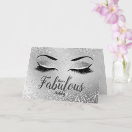 Tarjeta Silver Fabulous Purpurina Eyes Standard Cumpleaños