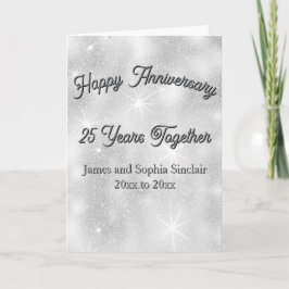 Tarjeta Silver Glitter Texture 25th Wedding Anniversary