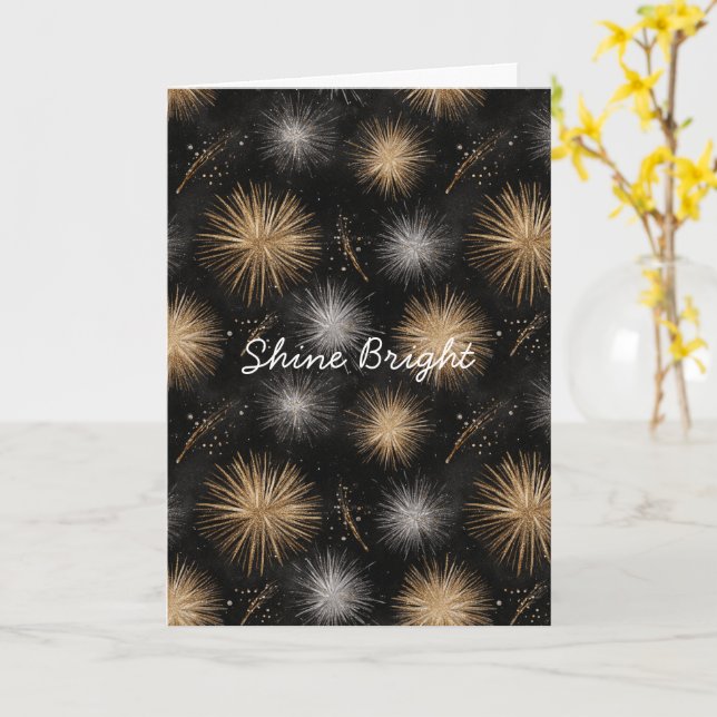 Tarjeta Silver Gold Black Christmas Celebration  (flor amarilla)
