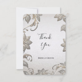 Tarjeta Silver Gold Floral de agradecimiento