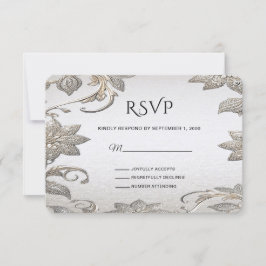 Tarjeta Silver Gold Floral RSVP