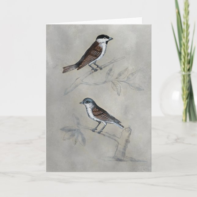 Tarjeta Silvered Aviary | Un Par De Aves (Anverso)